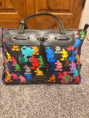 Dooney & Bourke Black Multicolor Mickey Print Satchel